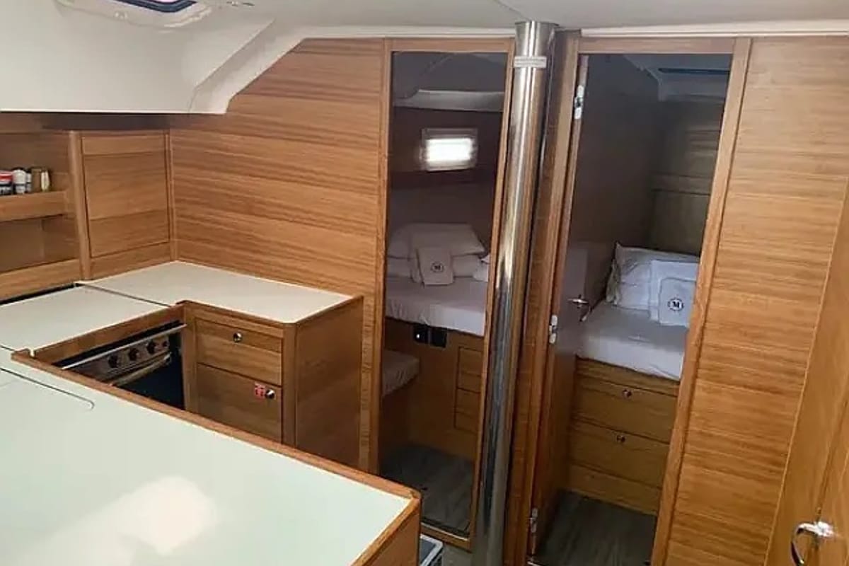 Galley of Long Island, a Elan Impression 50.1 sailboat at Seget Donji, Croatia