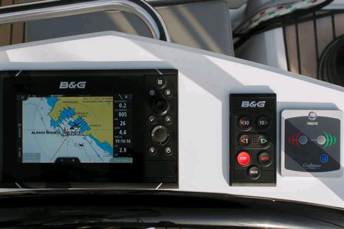 Cockpit of O. P, a Beneteau Oceanis 51.1 sailboat at Athens, Greece