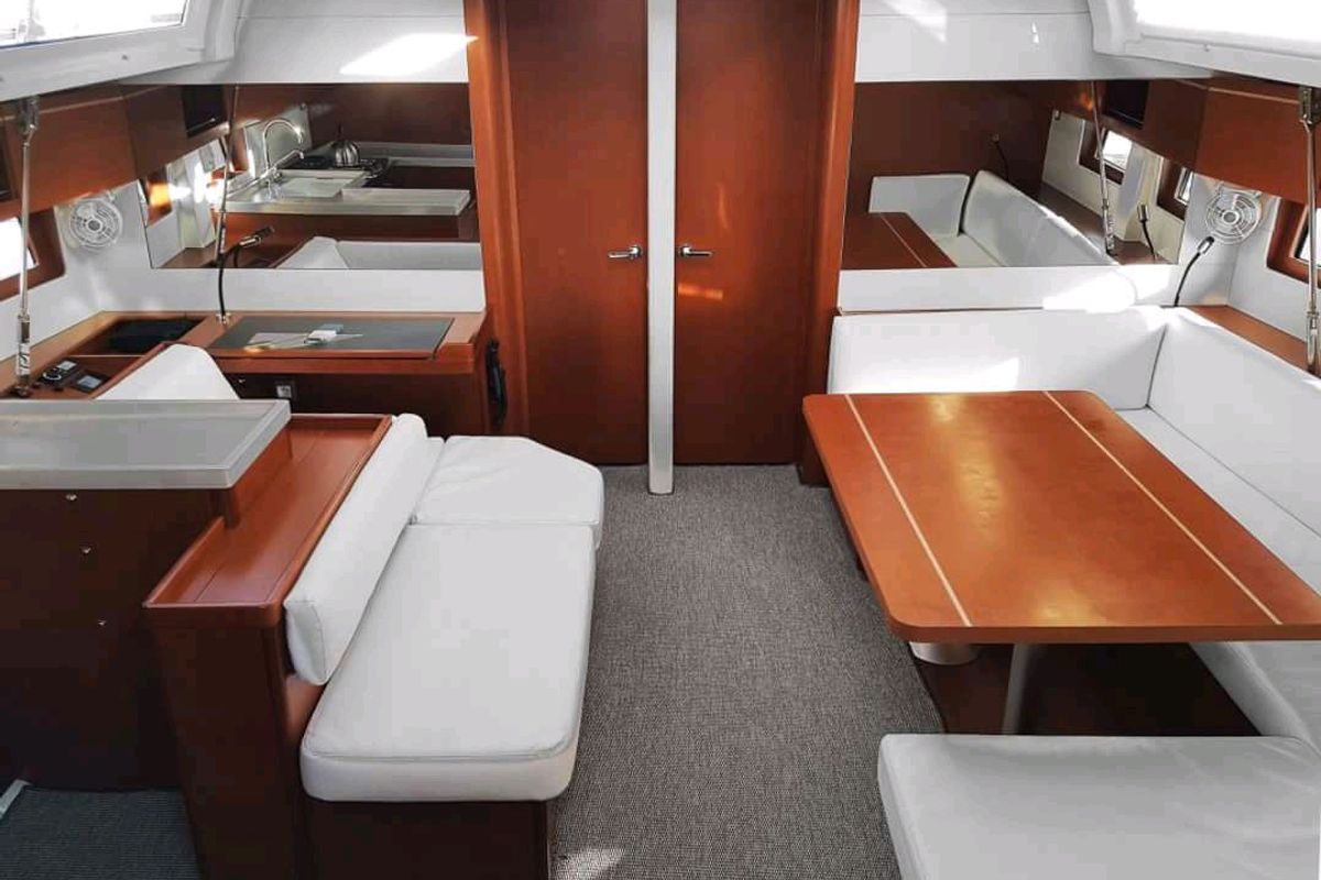 Salon of O. P, a Beneteau Oceanis 51.1 sailboat at Athens, Greece