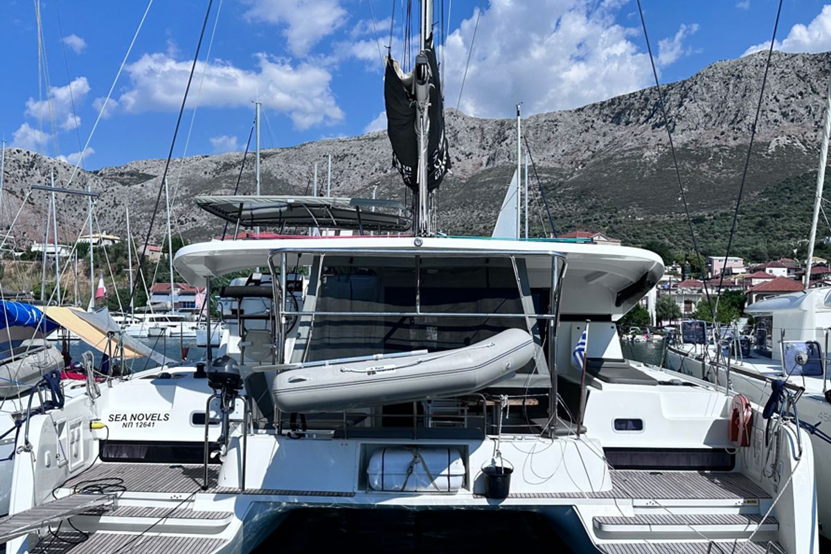 Exterior view of Sea novels, a Lagoon 42 catamaran at Municipal Unit of Palairos, Greece