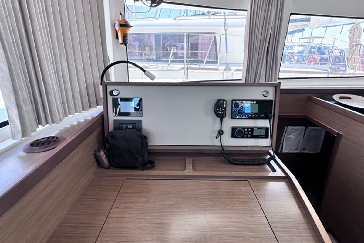 Salon of Sea novels, a Lagoon 42 catamaran at Municipal Unit of Palairos, Greece