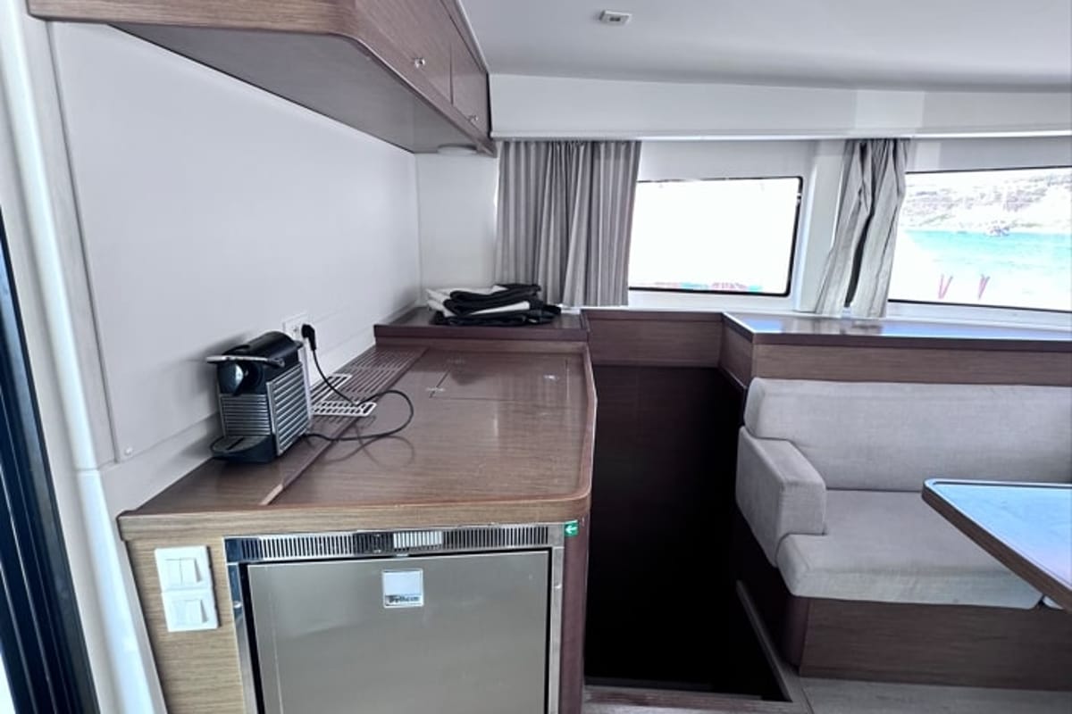 Salon of Sea novels, a Lagoon 42 catamaran at Municipal Unit of Palairos, Greece
