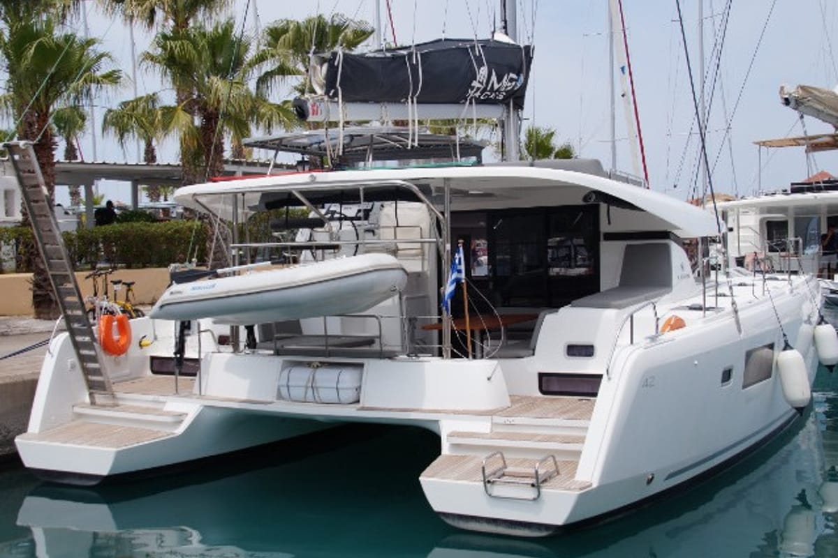Exterior view of Sea novels, a Lagoon 42 catamaran at Municipal Unit of Palairos, Greece