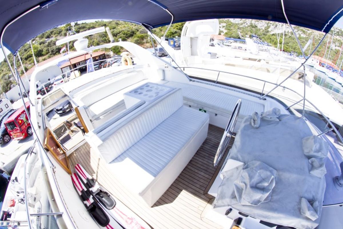 Deck of Relax, a Yaretti 1910 yacht at Primošten, Croatia