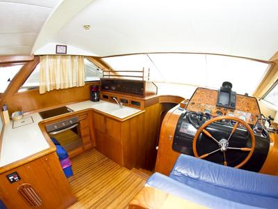 Cockpit of Relax, a Yaretti 1910 yacht at Primošten, Croatia