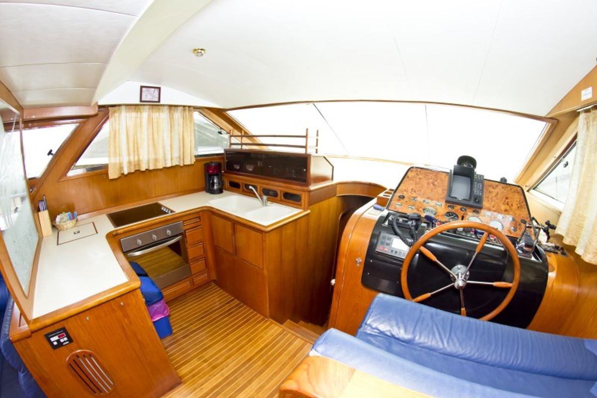 Cockpit of Relax, a Yaretti 1910 yacht at Primošten, Croatia