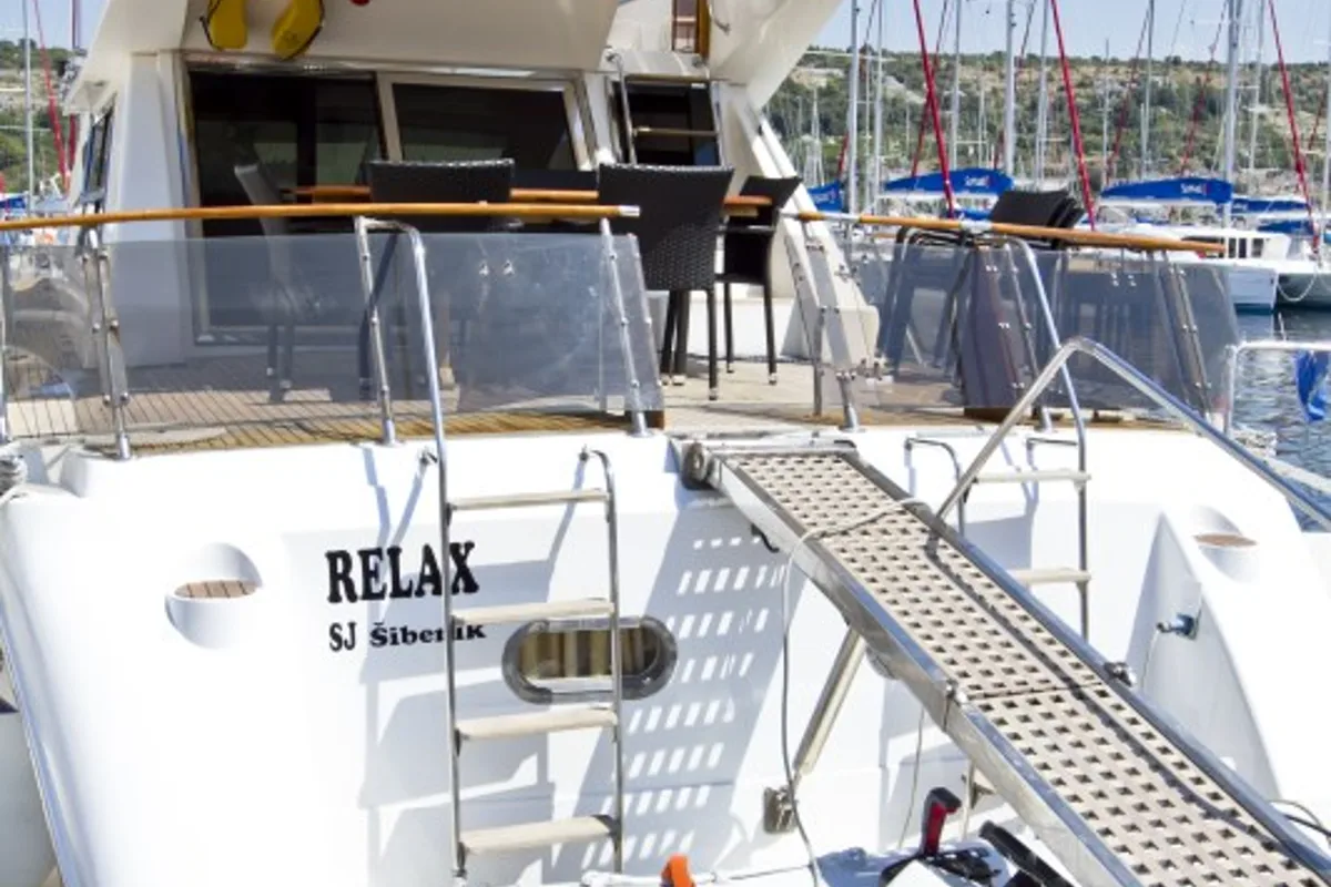 Deck of Relax, a Yaretti 1910 yacht at Primošten, Croatia
