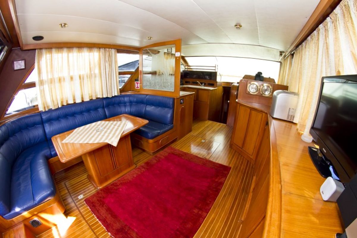 Salon of Relax, a Yaretti 1910 yacht at Primošten, Croatia