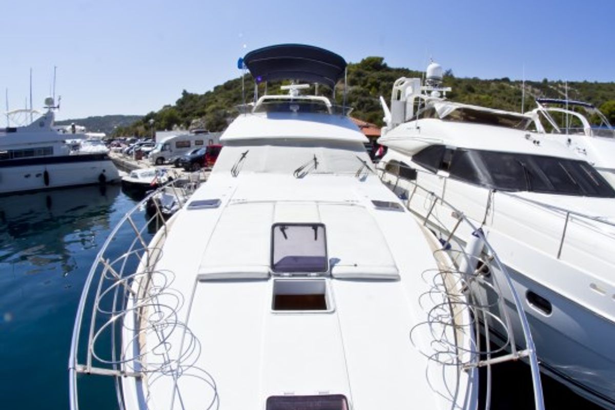 Deck of Relax, a Yaretti 1910 yacht at Primošten, Croatia