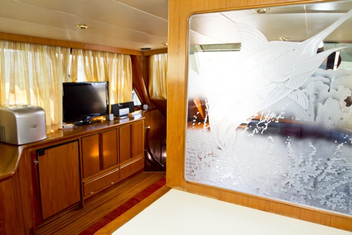 Salon of Relax, a Yaretti 1910 yacht at Primošten, Croatia
