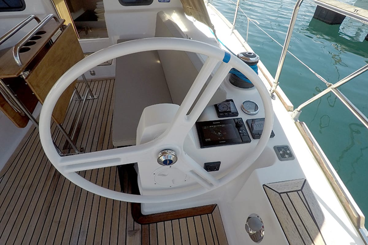 Cockpit of Silente, a Elan Impression 40 sailboat at Grad Šibenik, Croatia