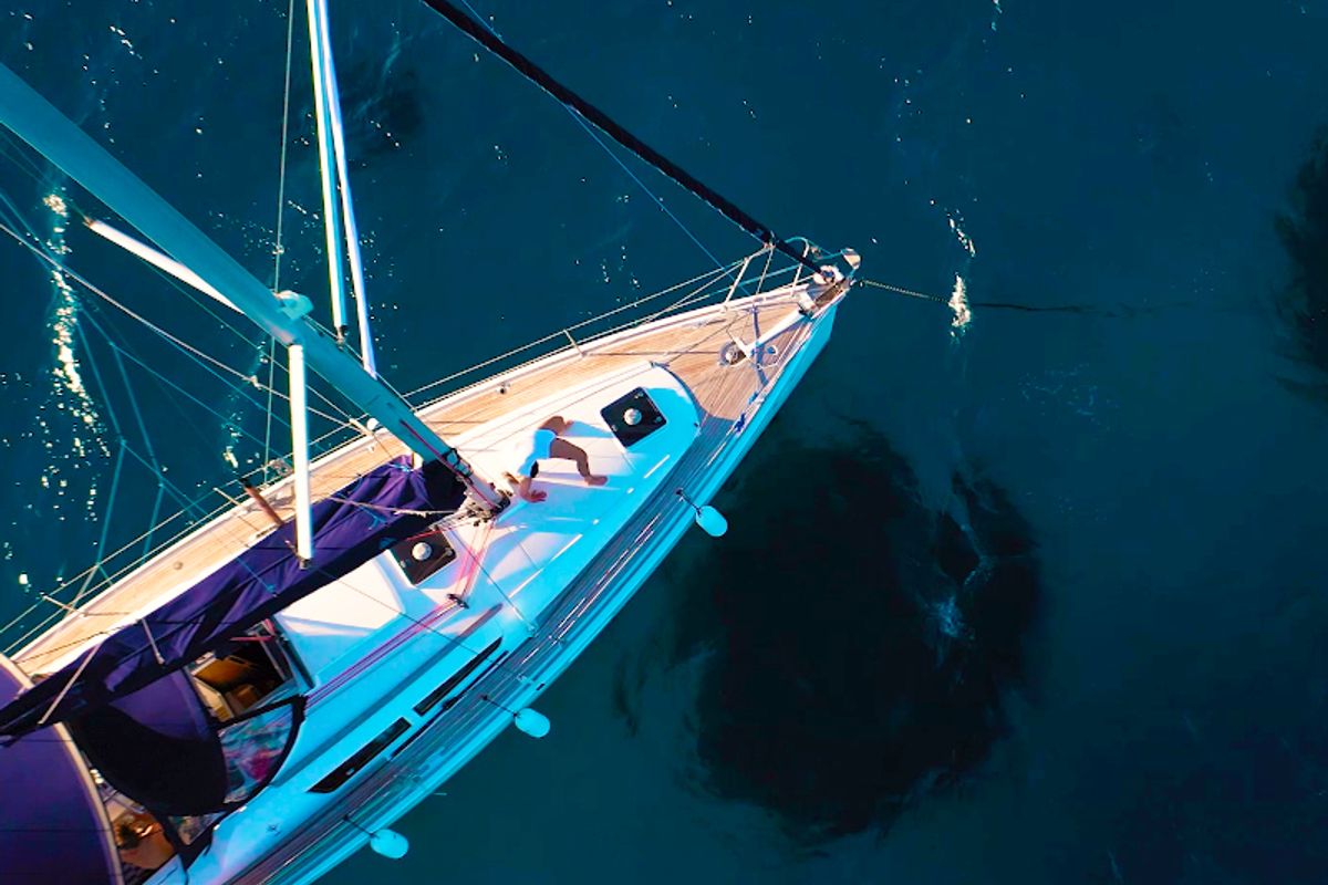 Exterior view of Bookie Too, a Jeanneau Sun Odyssey 39i sailboat at Salamina Municipal Unit, Greece
