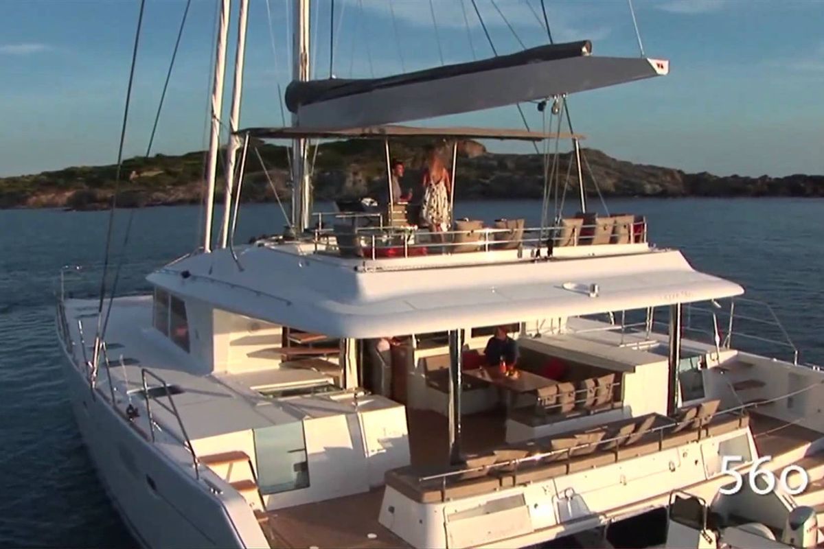 Exterior view of Daddy’s Hobby, a Lagoon 560 catamaran at Lavreotiki Municipal Unit, Greece