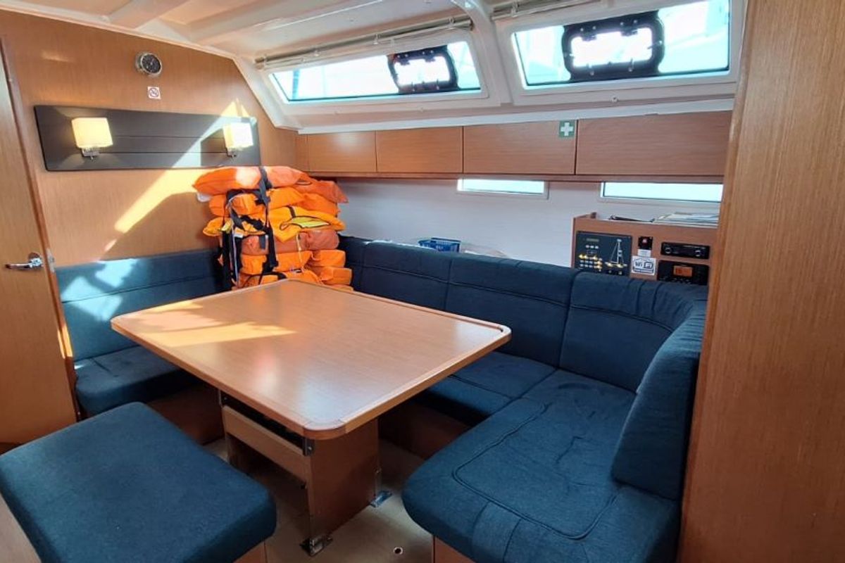 Salon of Galeb, a Bavaria Cruiser 46 sailboat at Grad Šibenik, Croatia