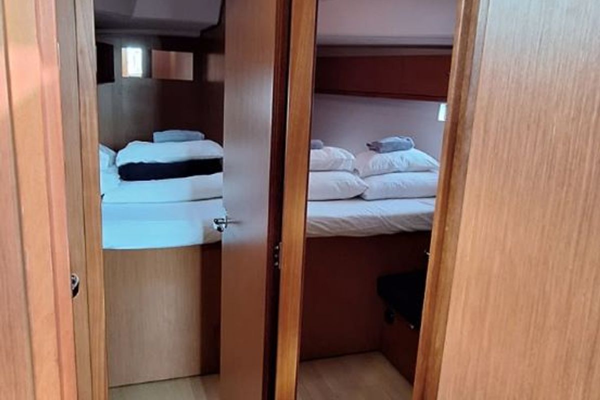 Cabin on Galeb, a Bavaria Cruiser 46 sailboat at Grad Šibenik, Croatia