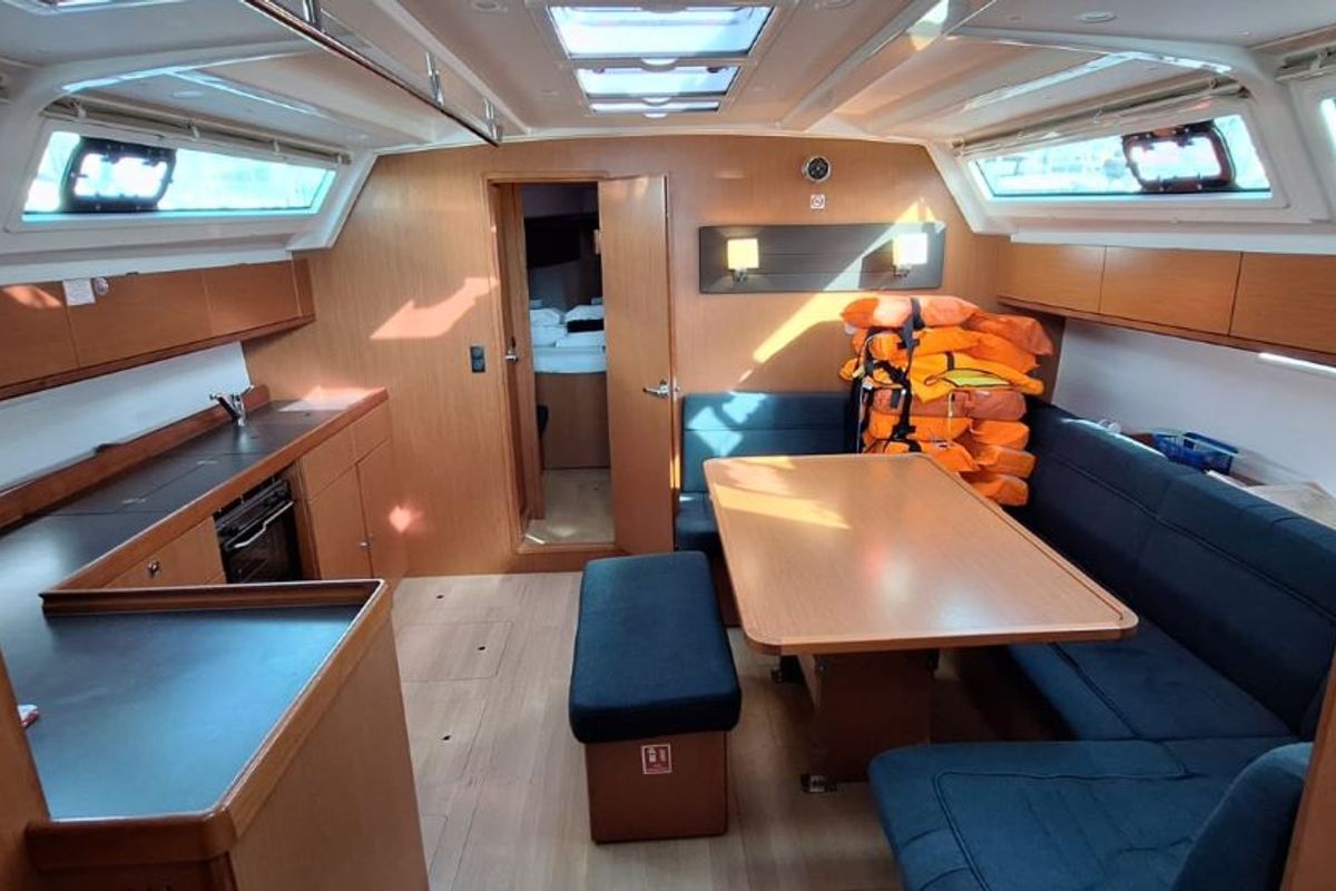 Salon of Galeb, a Bavaria Cruiser 46 sailboat at Grad Šibenik, Croatia