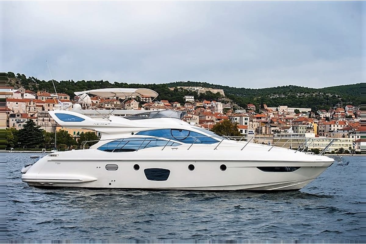 Exterior view of Skyfall MY, a Azimut 47 motorboat at Grad Šibenik, Croatia