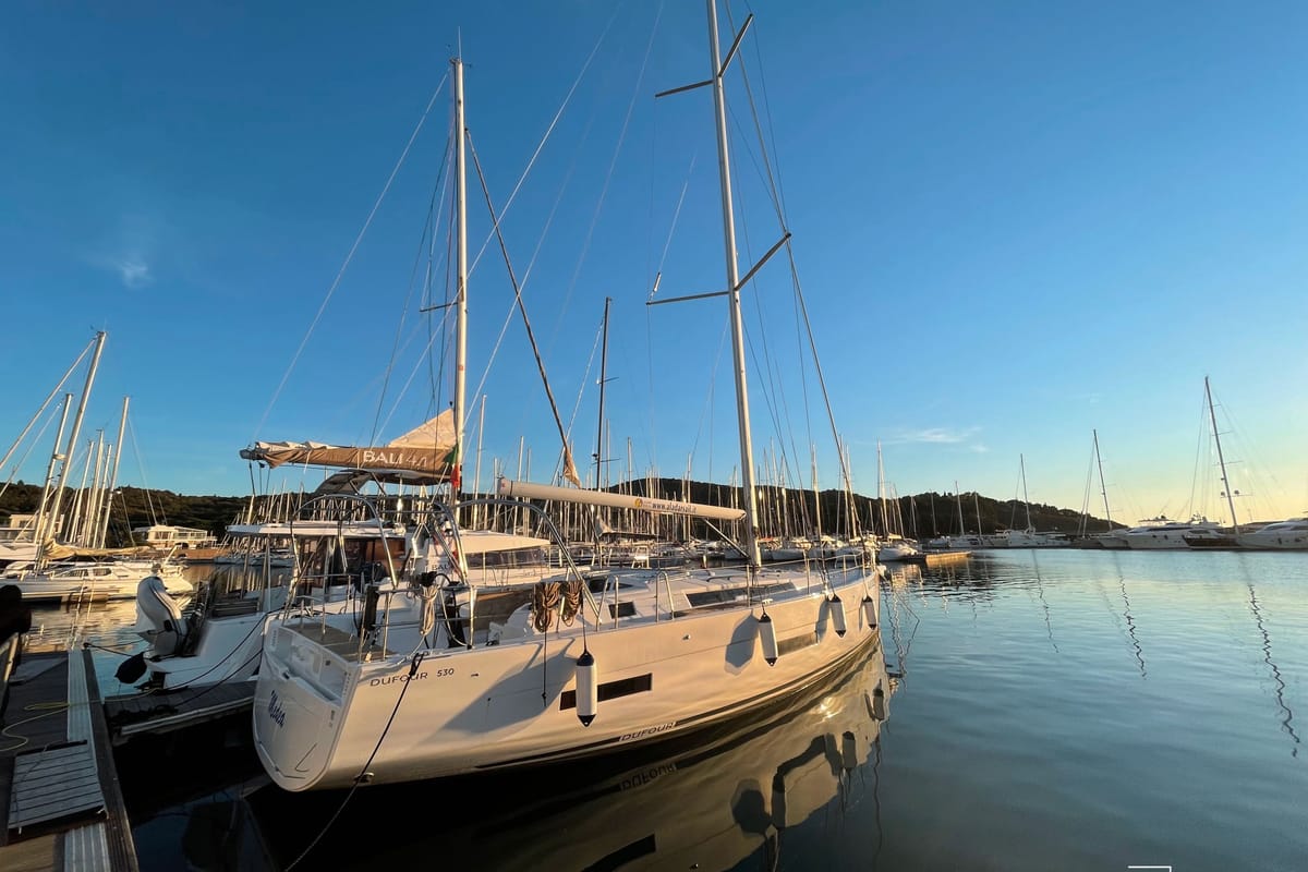 Medea, a Dufour 530 sailboat at Puntone di Scarlino, Italy