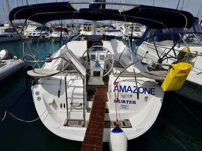 Exterior view of Amazone, a Elan Impression 344 sailboat at Betina, Croatia
