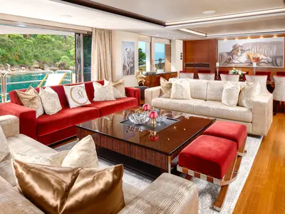 Salon of Mirage IV, a Princess Yachts Princess 40 motorboat at Split, Croatia