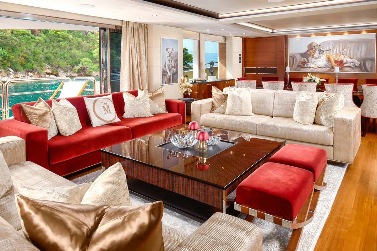 Salon of Mirage IV, a Princess Yachts Princess 40 motorboat at Split, Croatia