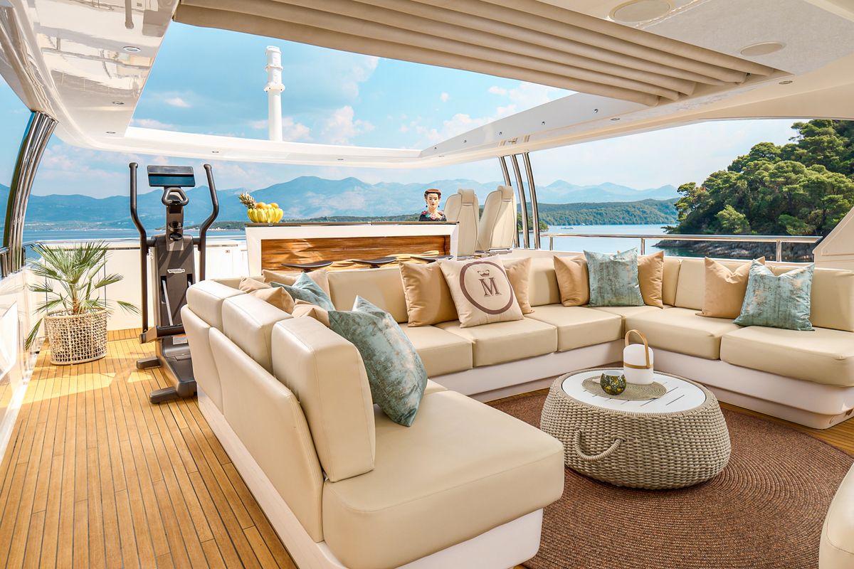 Deck of Mirage IV, a Princess Yachts Princess 40 motorboat at Split, Croatia
