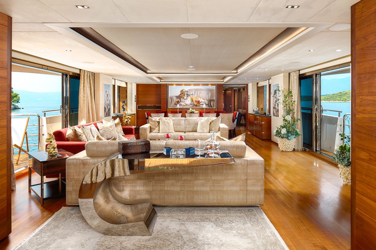 Salon of Mirage IV, a Princess Yachts Princess 40 motorboat at Split, Croatia
