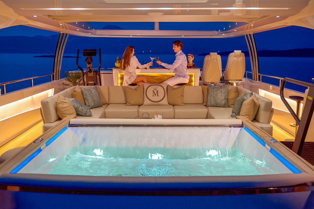 Deck of Mirage IV, a Princess Yachts Princess 40 motorboat at Split, Croatia