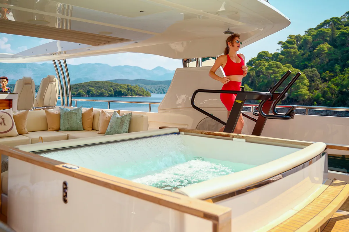 Deck of Mirage IV, a Princess Yachts Princess 40 motorboat at Split, Croatia