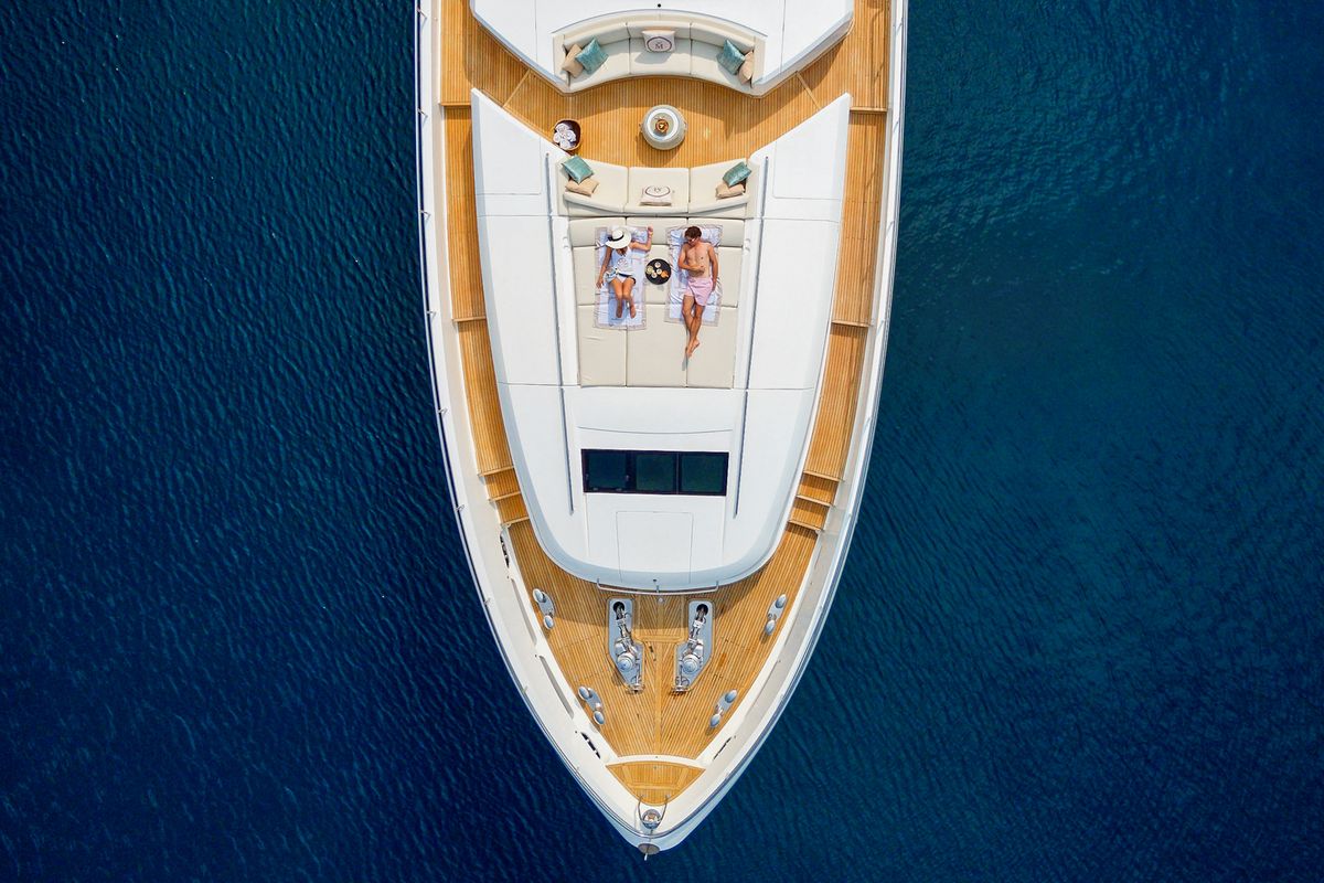 Deck of Mirage IV, a Princess Yachts Princess 40 motorboat at Split, Croatia