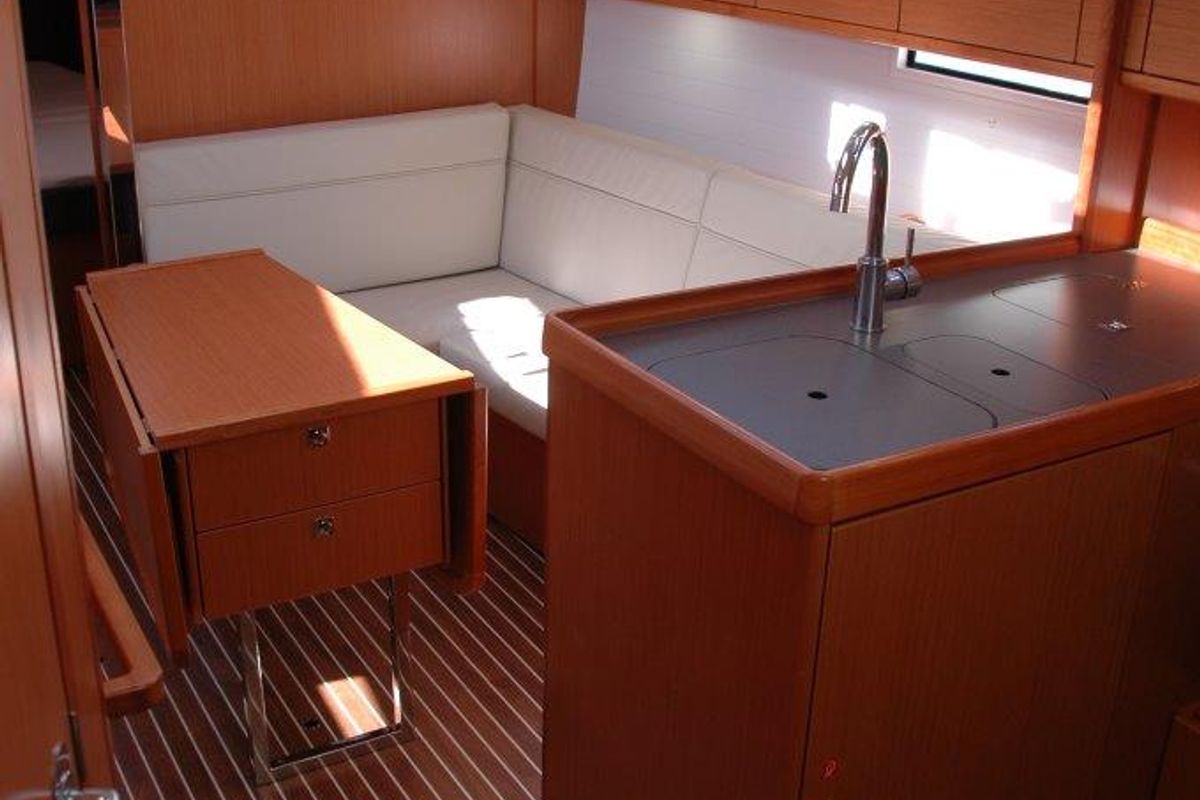 Cabin on Venere, a Bavaria Cruiser 37 sailboat at Olbia, Italy