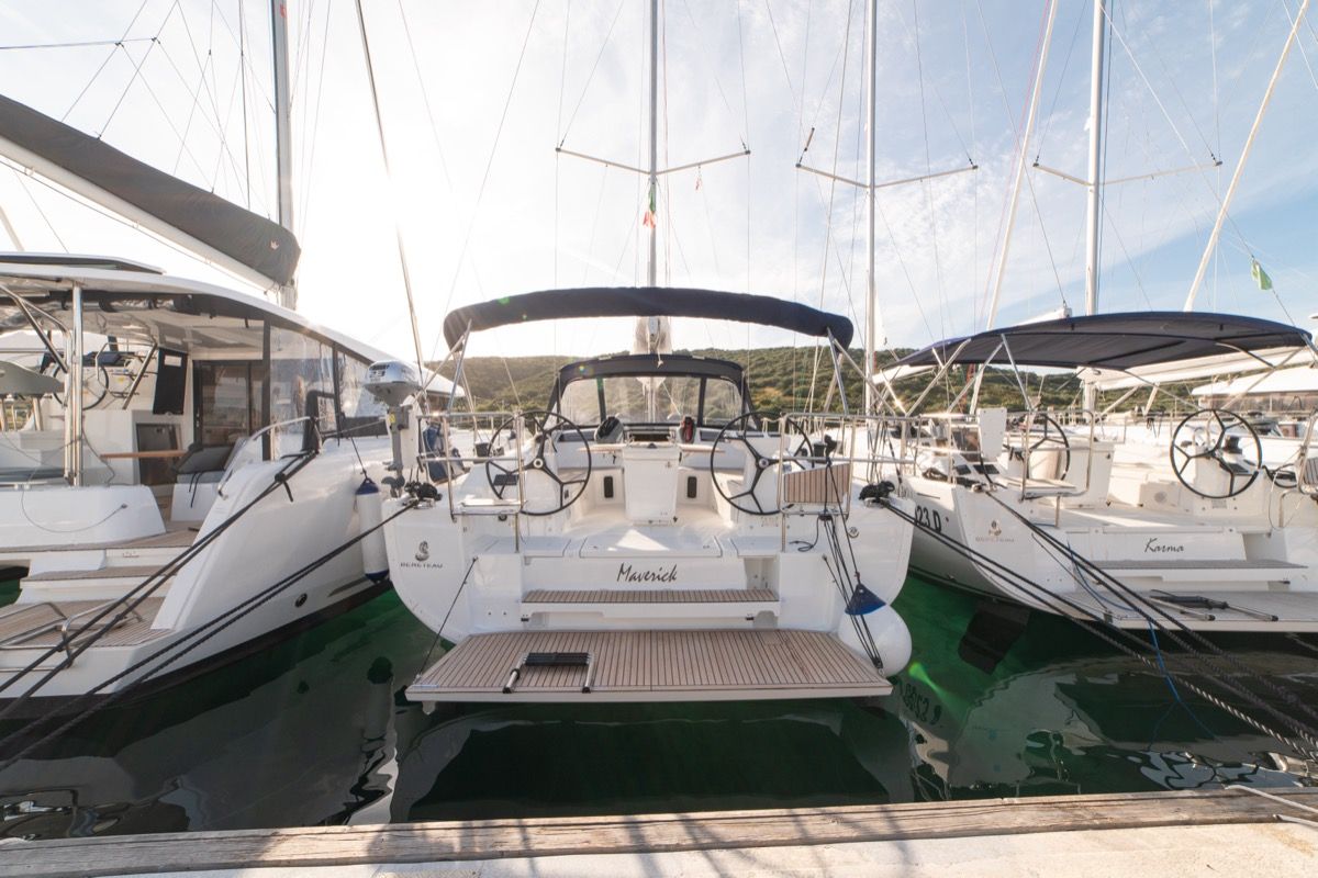 Exterior view of Maverick, a Beneteau Oceanis 40.1 sailboat at Olbia, Italy