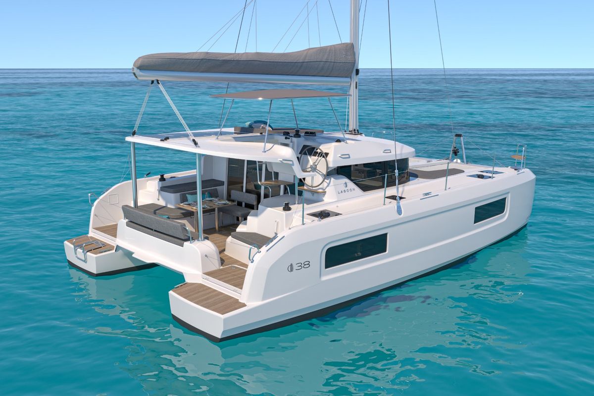 Salon of Merkourios, a Lagoon 38 catamaran at Municipal Unit of Lefkada, Greece