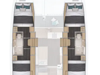 Floor plan of Merkourios, a Lagoon 38 catamaran at Municipal Unit of Lefkada, Greece