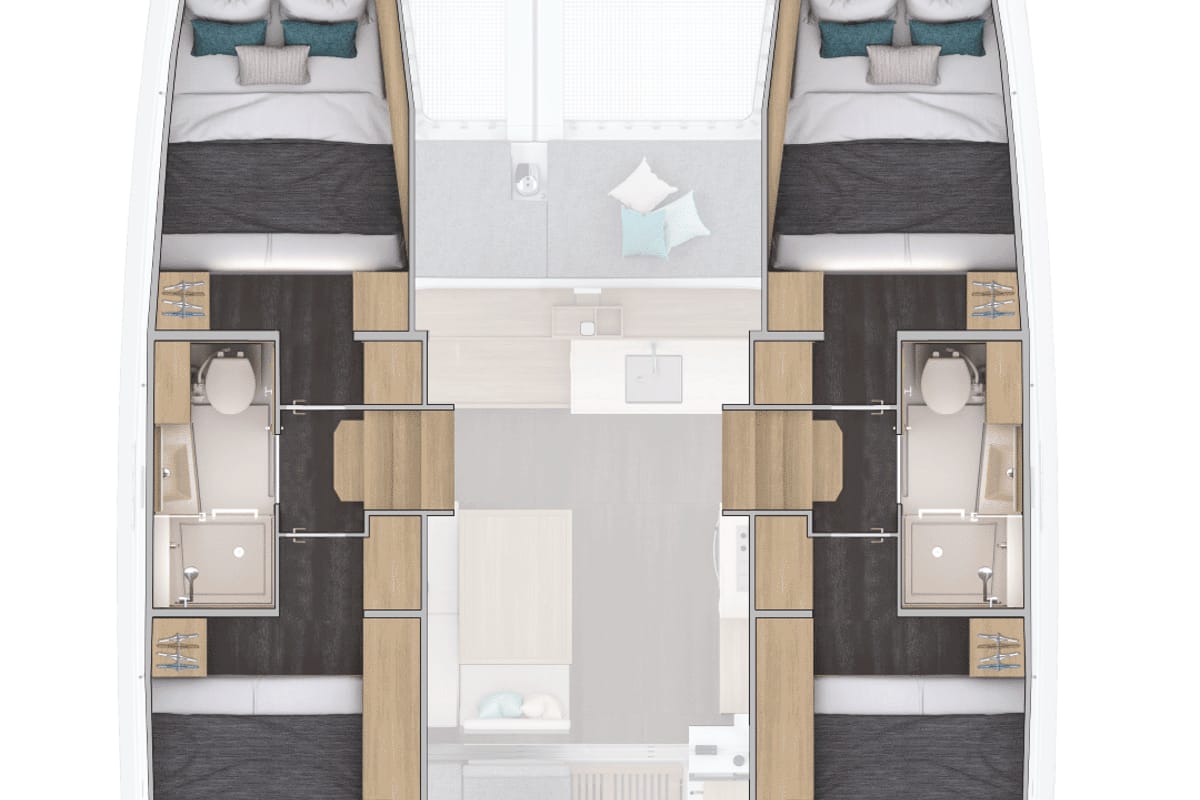 Floor plan of Merkourios, a Lagoon 38 catamaran at Municipal Unit of Lefkada, Greece