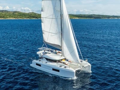 Salon of Merkourios, a Lagoon 38 catamaran at Municipal Unit of Lefkada, Greece
