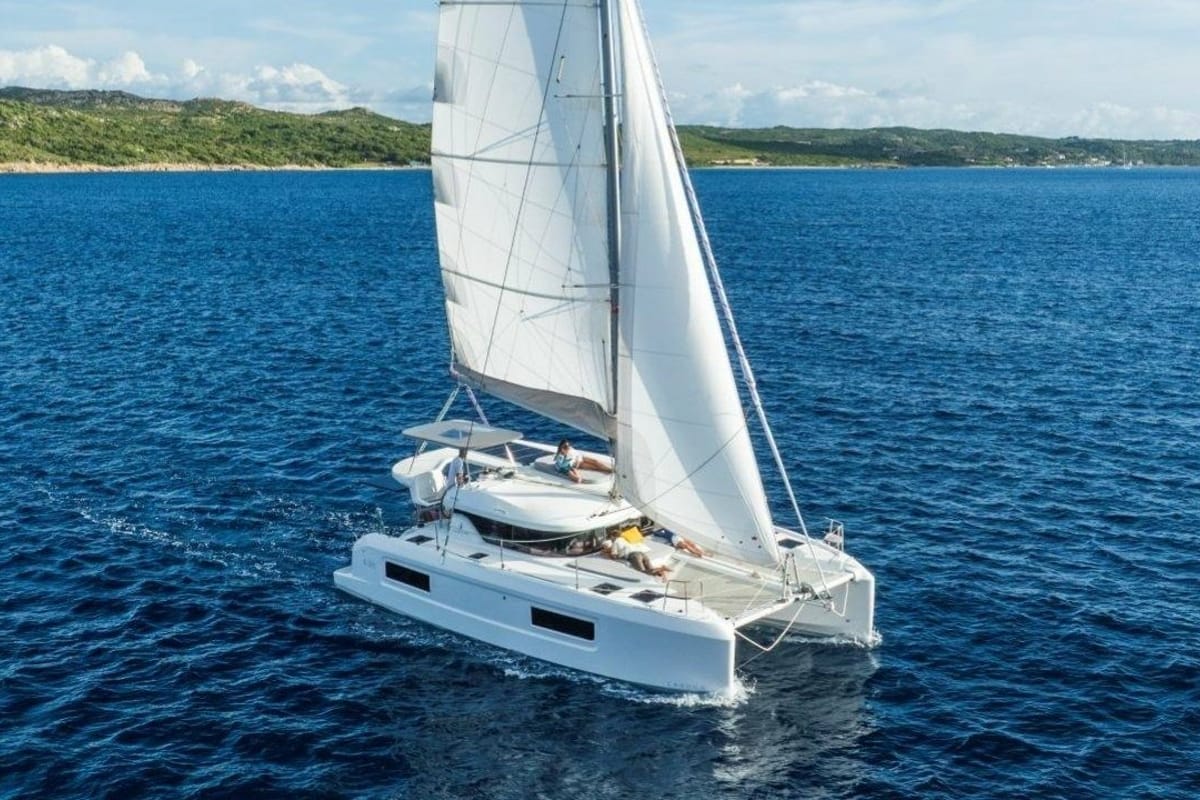 Salon of Merkourios, a Lagoon 38 catamaran at Municipal Unit of Lefkada, Greece