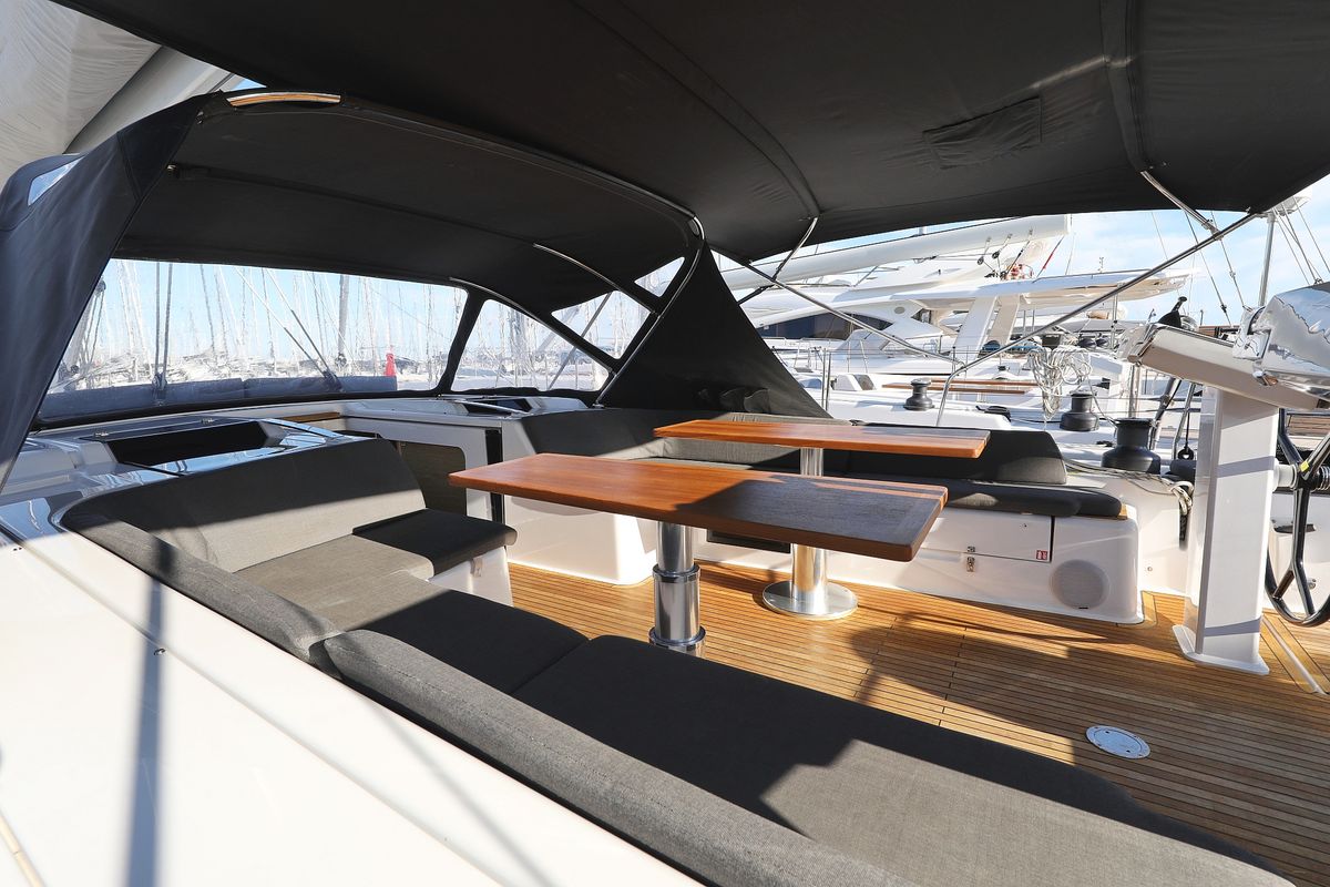 Deck of Simply The Best, a Hanse Yachts Hanse 548 sailboat at Grad Kaštela, Croatia