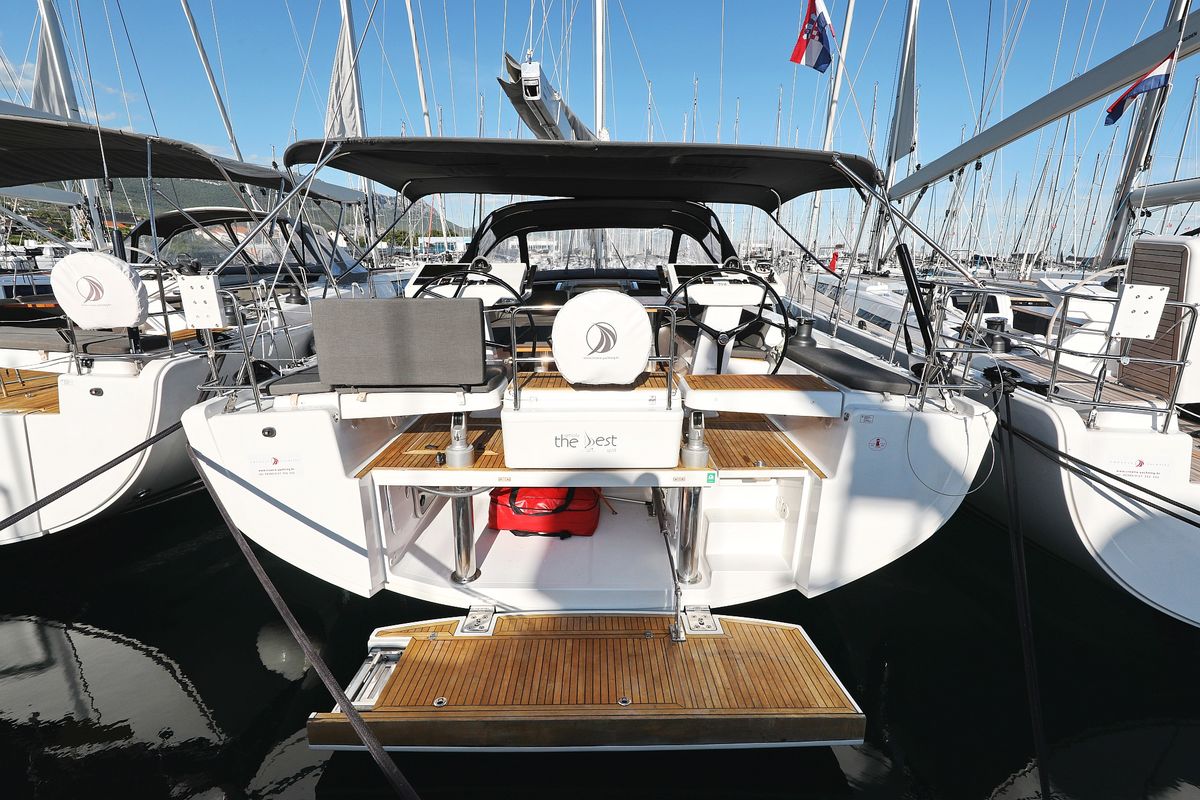 Cockpit of Simply The Best, a Hanse Yachts Hanse 548 sailboat at Grad Kaštela, Croatia