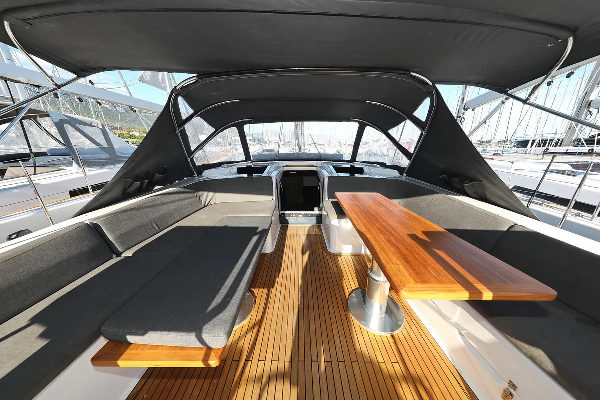 Deck of Simply The Best, a Hanse Yachts Hanse 548 sailboat at Grad Kaštela, Croatia