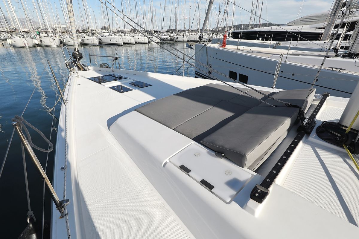 Deck of Simply The Best, a Hanse Yachts Hanse 548 sailboat at Grad Kaštela, Croatia