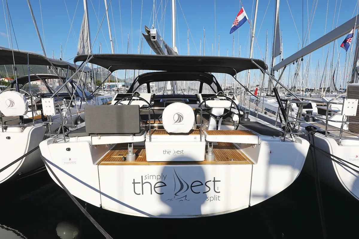 Cockpit of Simply The Best, a Hanse Yachts Hanse 548 sailboat at Grad Kaštela, Croatia
