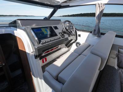 Salon of OTTI, a Grandezza 34 OC motorboat at Grad Trogir, Croatia