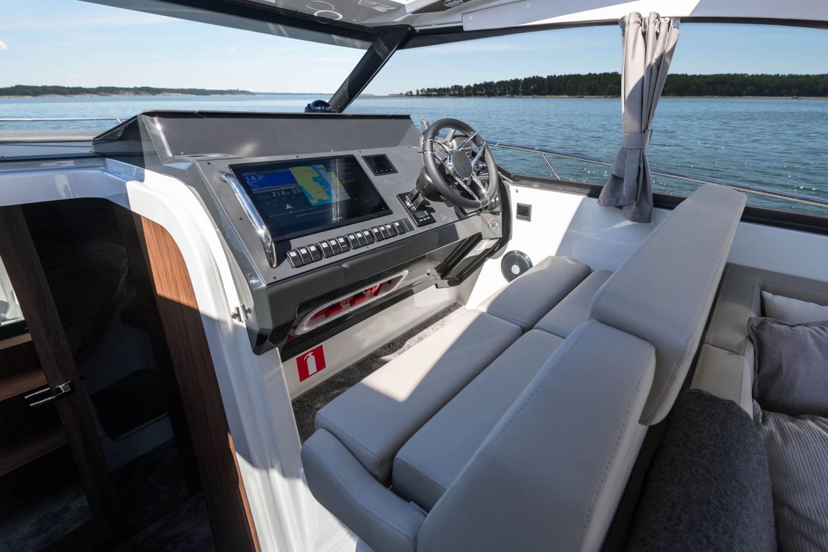 Salon of OTTI, a Grandezza 34 OC motorboat at Grad Trogir, Croatia