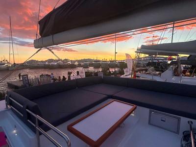 Deck of Just Wonder, a Dufour Cervetti 44 catamaran at Lagos, Portugal
