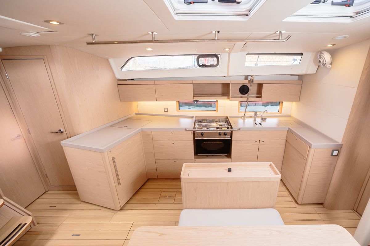 Galley of Alke - Standard line, a Beneteau Oceanis 46.1 sailboat at Tonnarella, Italy