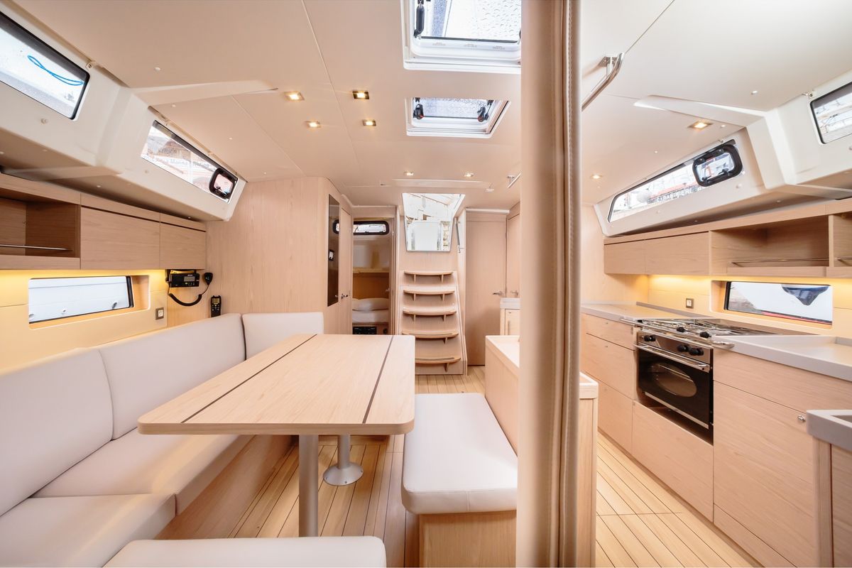 Salon of Alke - Standard line, a Beneteau Oceanis 46.1 sailboat at Tonnarella, Italy
