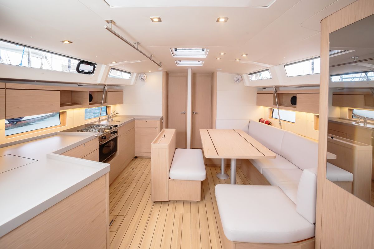 Salon of Alke - Standard line, a Beneteau Oceanis 46.1 sailboat at Tonnarella, Italy