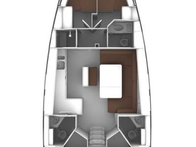 Floor plan of Natti, a Bavaria Cruiser 46 sailboat at Grad Pula, Croatia