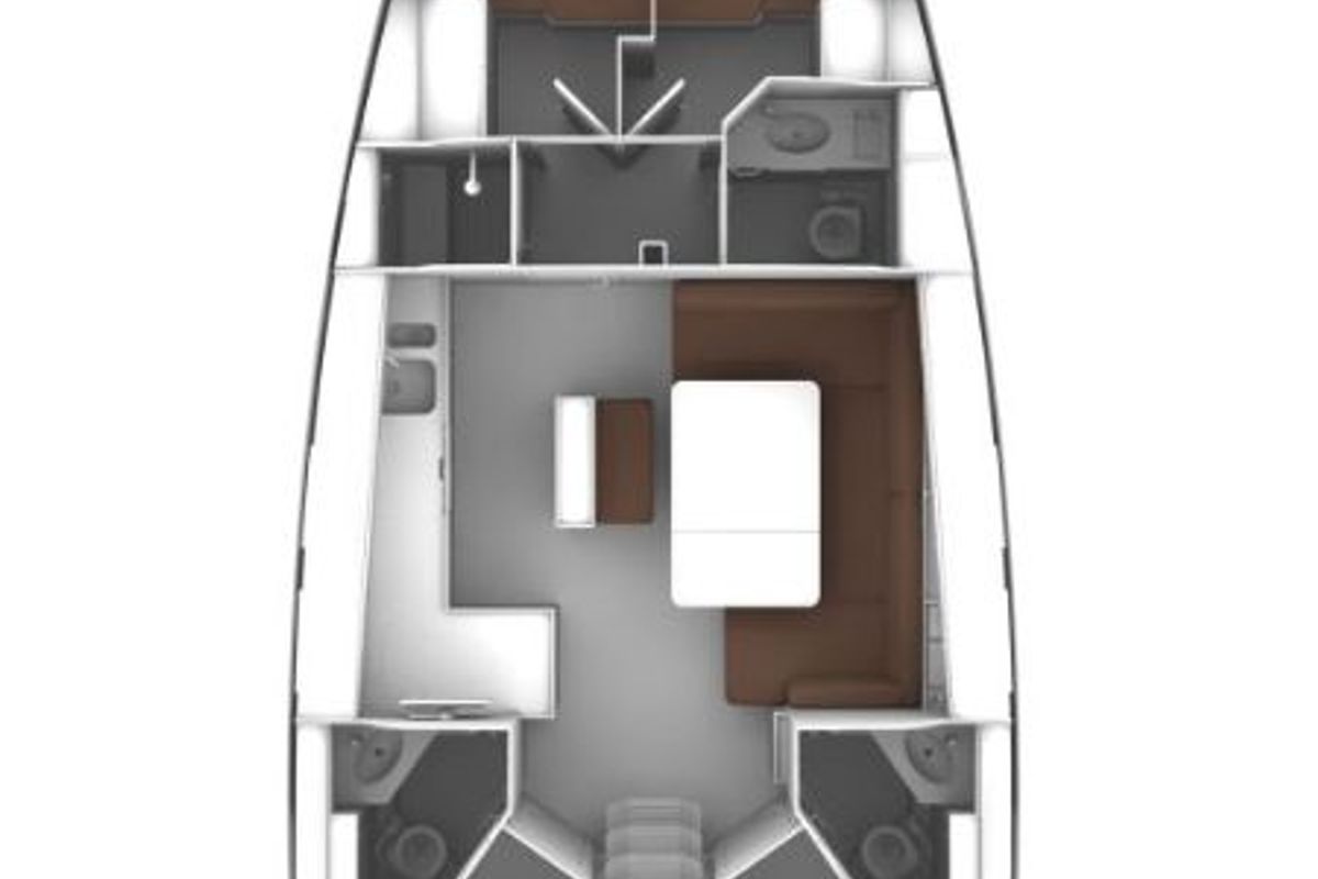 Floor plan of Natti, a Bavaria Cruiser 46 sailboat at Grad Pula, Croatia